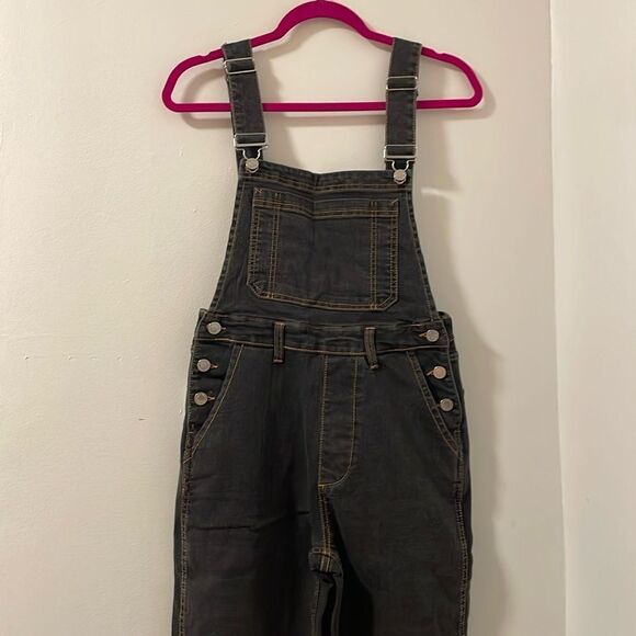 NWT WEWOREWHAT women’s size 2 straight tapered adjustable long overall jeans - Picture 5 of 15